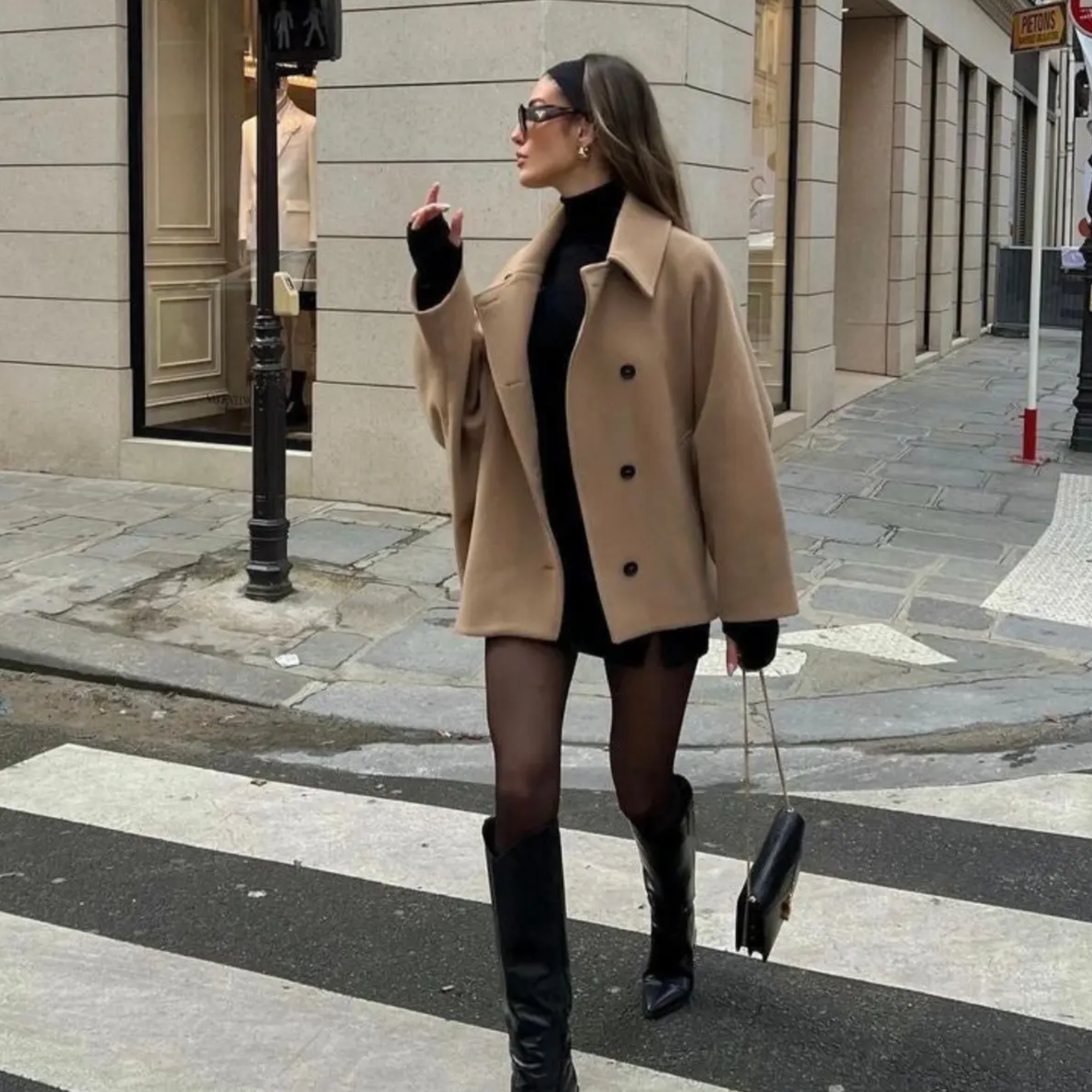 Damski jesienny płaszcz z wełnianej mieszanki