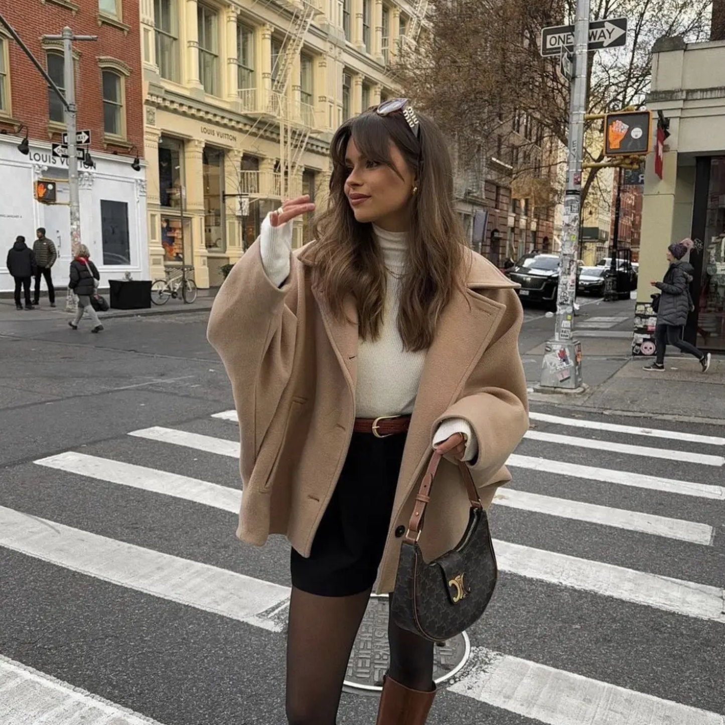 Damski jesienny płaszcz z wełnianej mieszanki