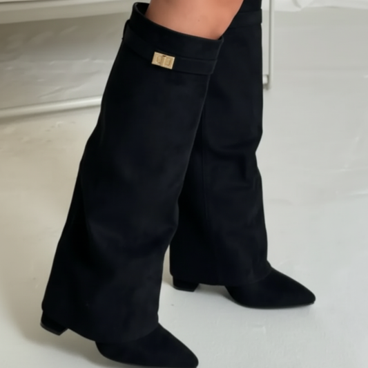 Damskie zamszowe kozaki za kolano