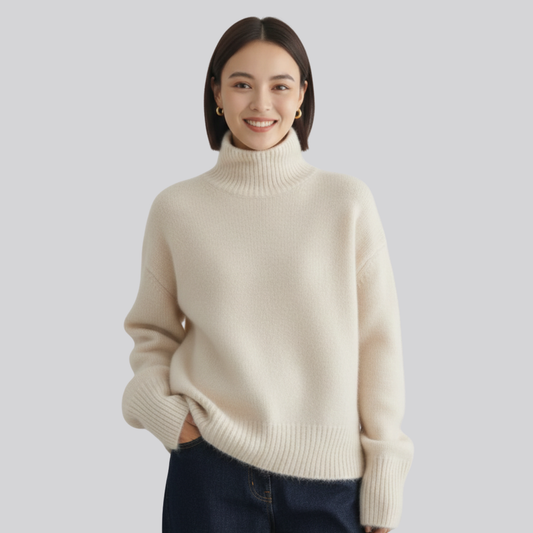 Damski kaszmirowy sweter z golfem