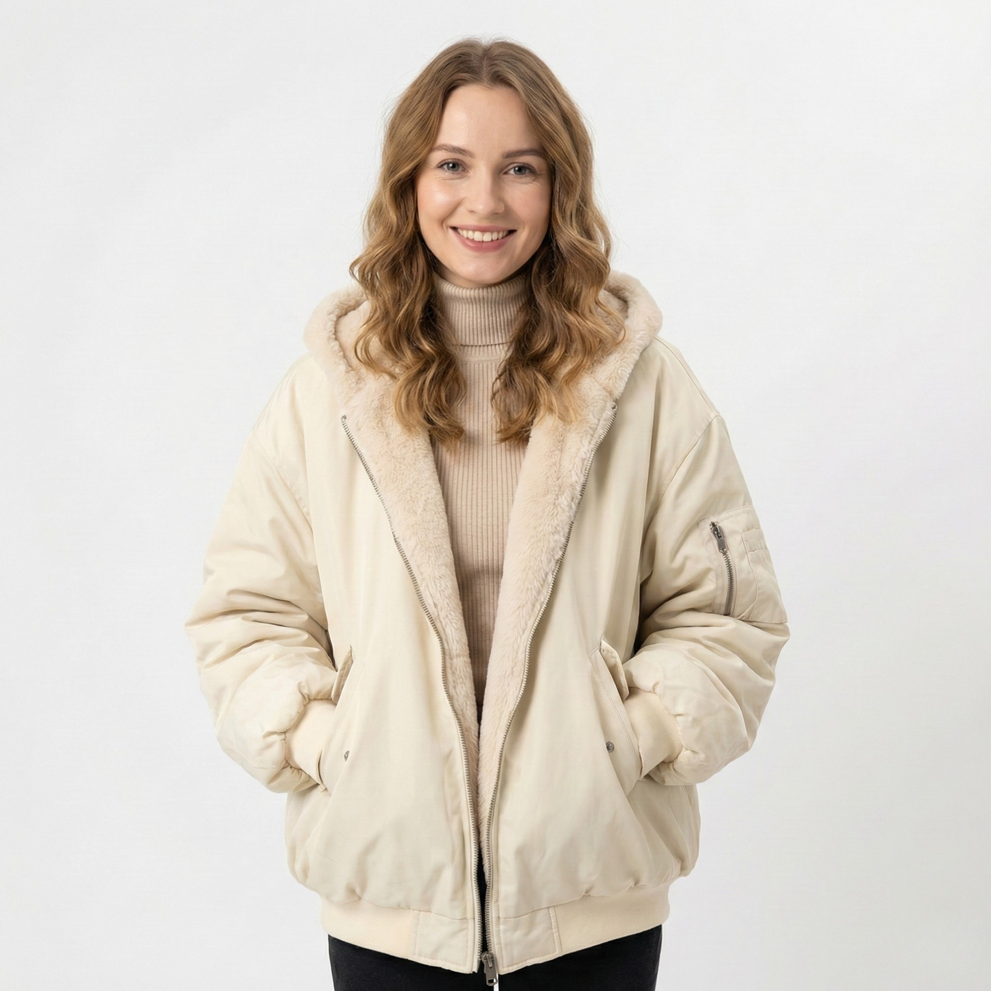 Damska kurtka z imitacji kożuszka