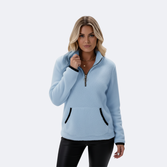 Damska polarowa bluza z krótkim zamkiem