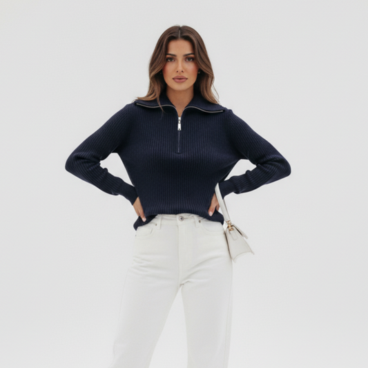 Damski dzianinowy sweter na zamek