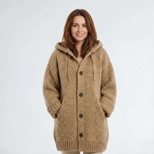 Damski gruby dzianinowy kardigan