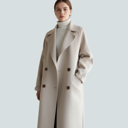 Damski wełniany płaszcz typu trencz