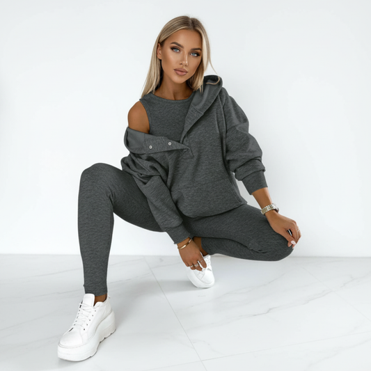Damski zestaw dresowy z bluzą z kapturem