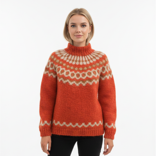 Damski nordycki sweter z dzianiny