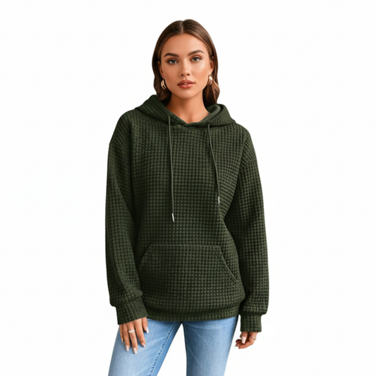 Damska bluza z kapturem z dzianiny waflowej