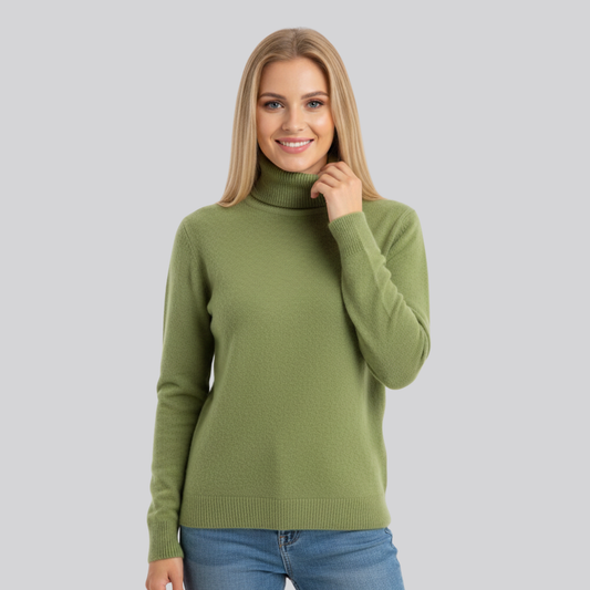 Damski wełniany sweter z golfem