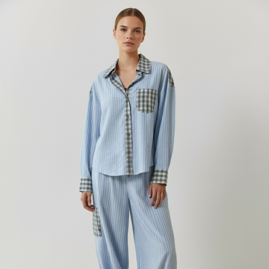 Bawełniany zestaw domowy w kratkę