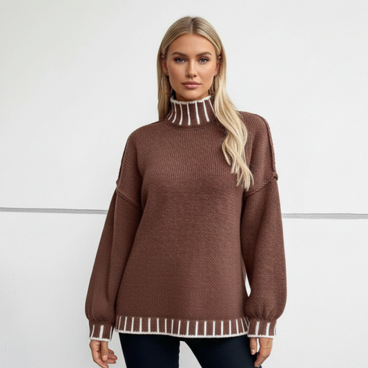 Damski golf z kontrastowymi paskami